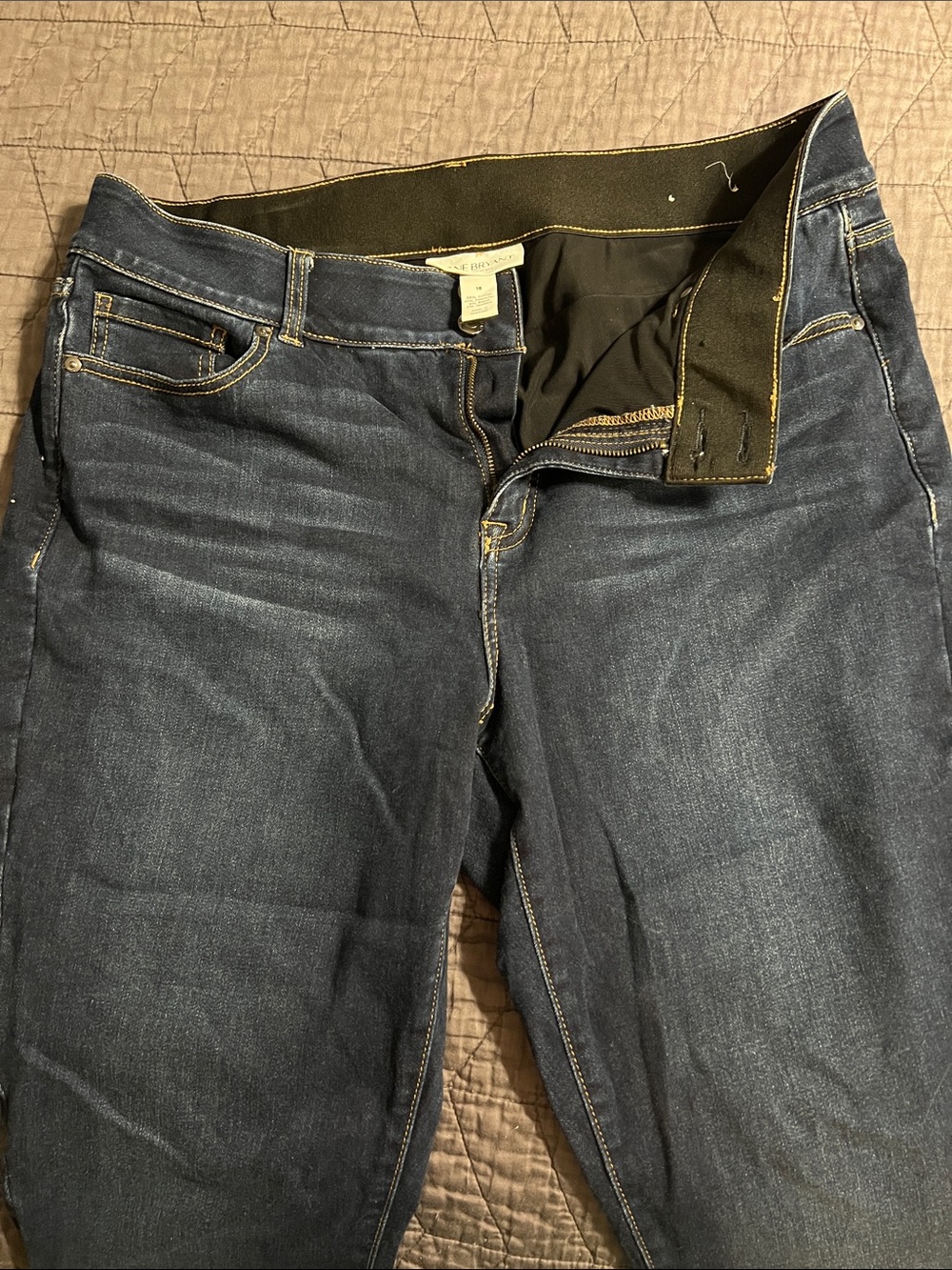 Lane Bryant Dark Blue Denim Pants with Contrast Stitching